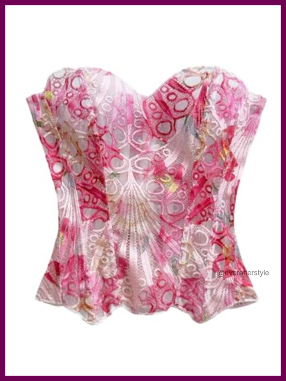 Lace Corset Top Mesh Strapless Bustier Lace Up Back Going Out